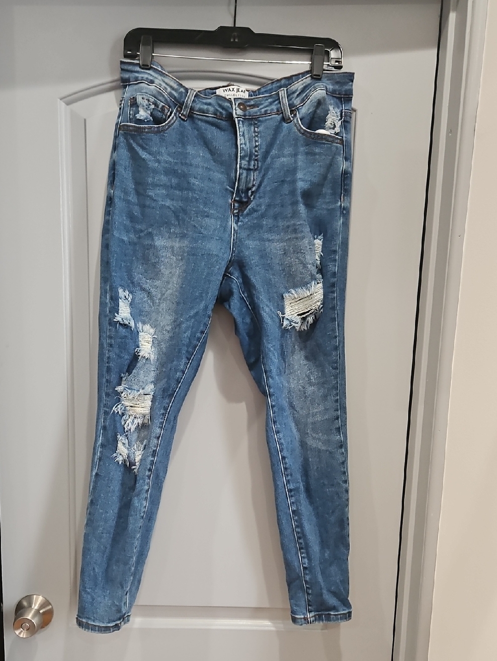 Wax Jean Distressed Blue Skinny Jeans